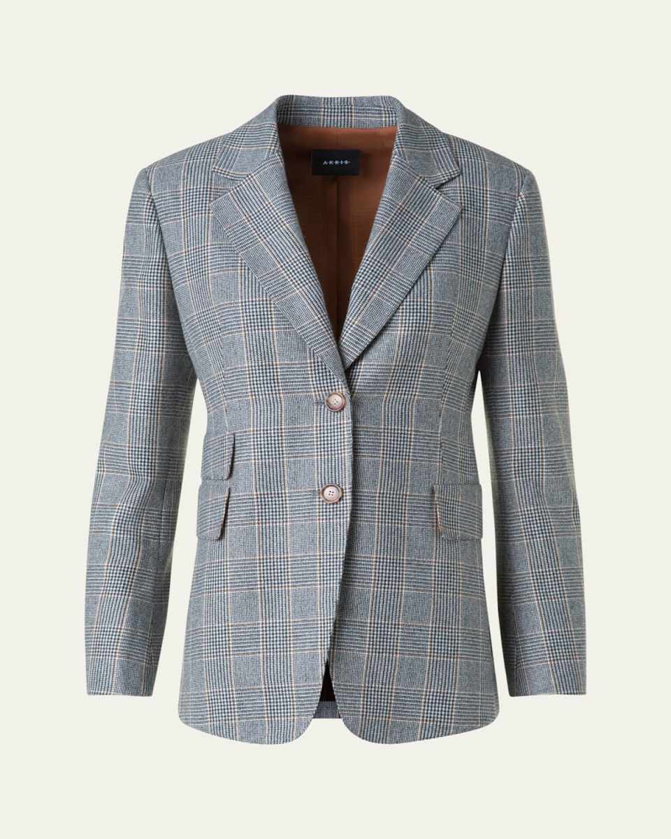 Arie Prince Of Wales Check Cashmere Single-Breasted Jacket